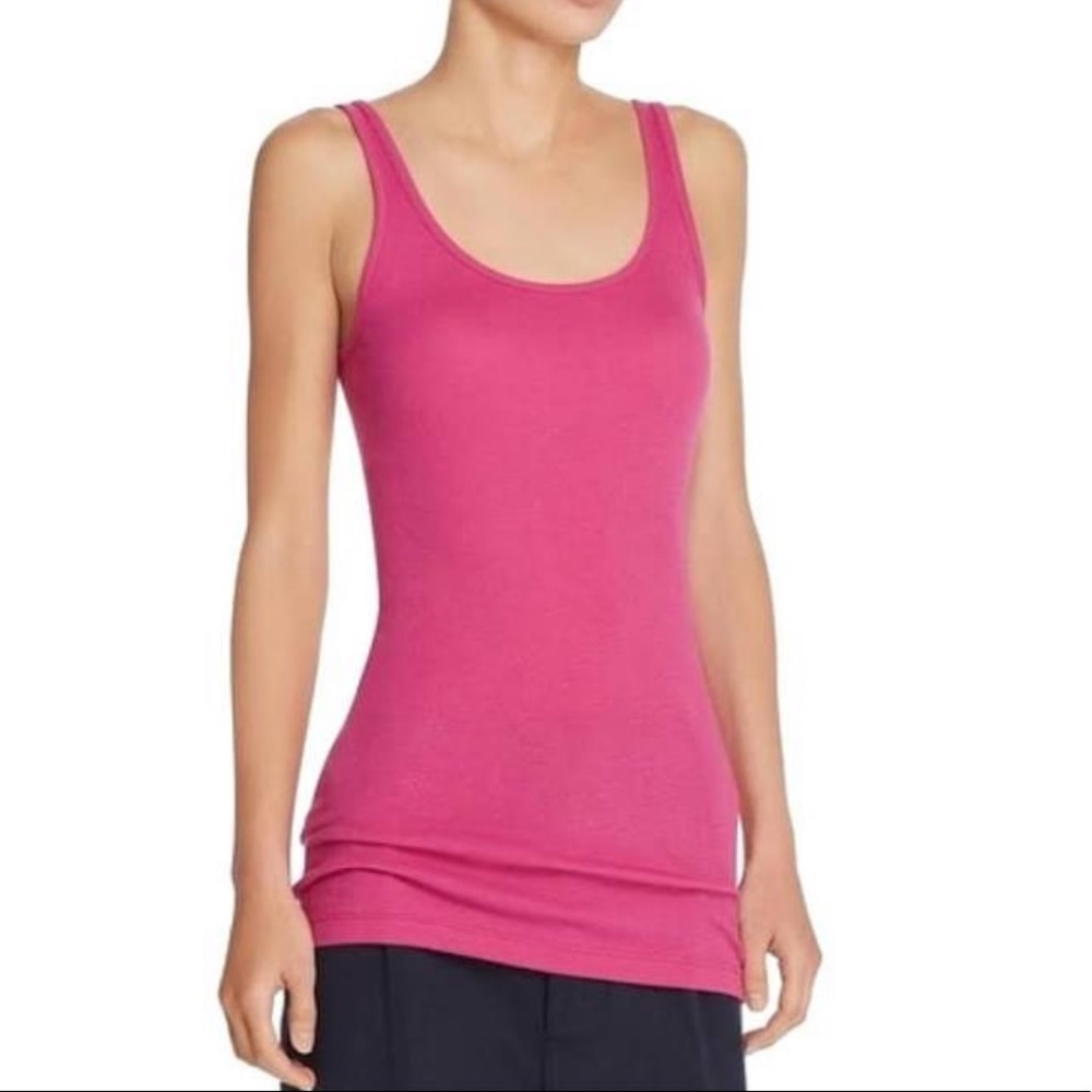 VINCE Pink Ribbed Scoop neck Tank Top